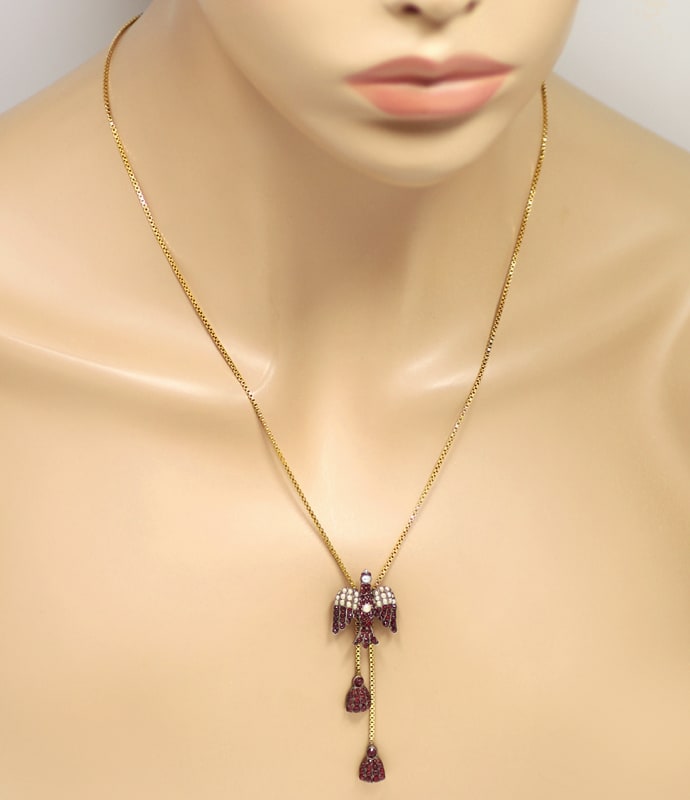 Foto 5 - Antike Taube mit Granaten und Perlen als tolles Collier, S1519